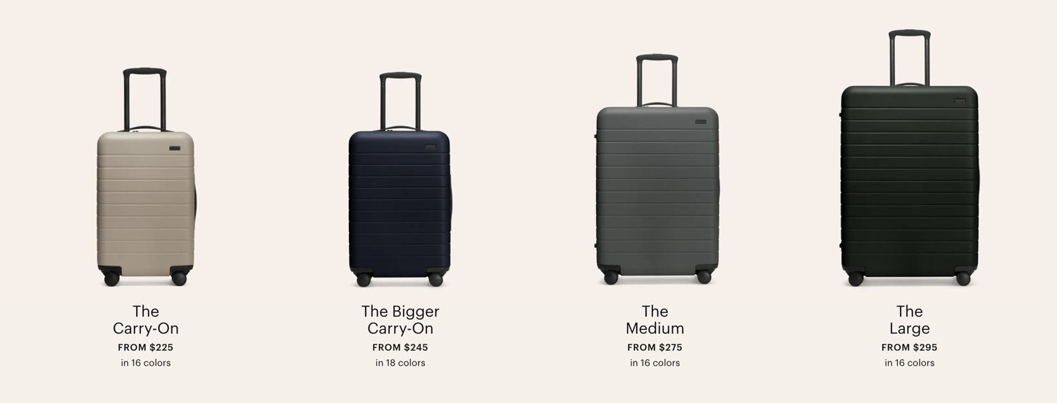 Pricing Strategy Example: away luggage premium pricing example